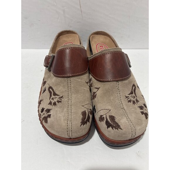 Klogs Austin Taupe Suede Floral Forest Walking Womens Anti Slip Mules Sz 9.5 w - Picture 2 of 6